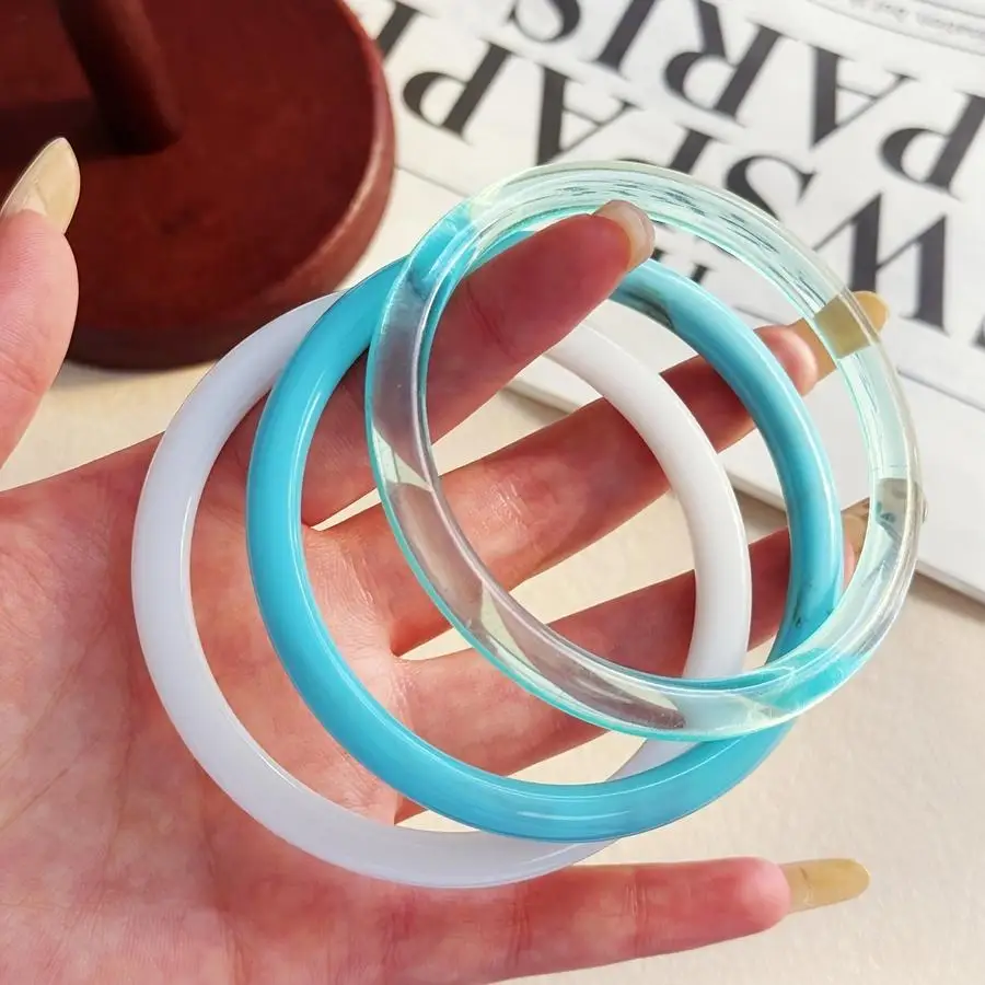 1/5/10/20/50/100pcs Women Vintage Caramel Color Resin Bangle Set, Thin Circle Round Colorful Matching Stackable Bracelet, Minima