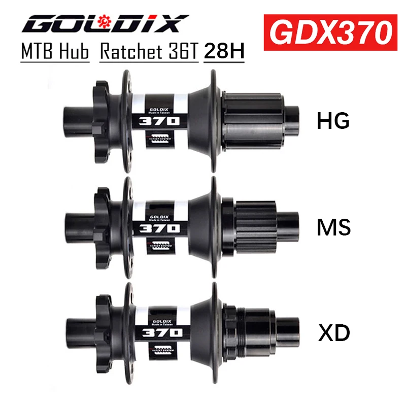 

GOLDIX GDX370 Bike Hub J-Bend 28 Hole Ratchet 36T BOOST MTB Hub Sealed Bearing 6 Bolt Disc Brake HG MS