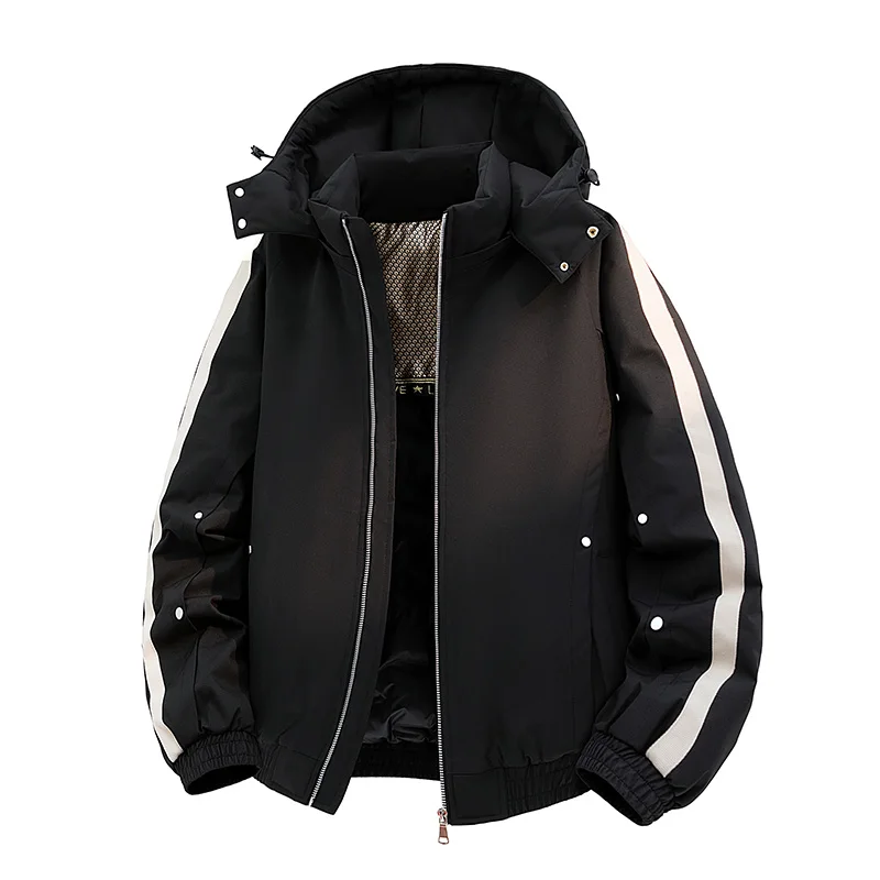 الشتاء الرجال في الهواء الطلق موضة الاتجاه يندبروف تنفس مقنعين أسفل سترة عالية الجودة العصرية الدافئة والباردة والدليل على سترة #1