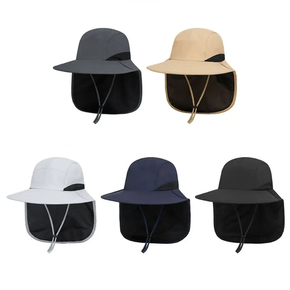 Imagen 6: Sombrero de Sol Simple de Ala Ancha para Exteriores con Protección UV y Solapa para el Cuello, Gorra de Pescador Ajustable y Transpirable, Gorra Tipo Bucket para Senderismo