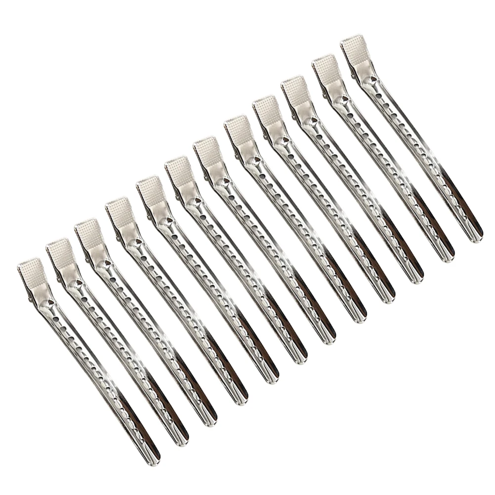

12pcs Long Mouth Steel Clips for Hair Styling Sectioning Roller Reusable Salon Tools Hair Dye Accessories Stainless Steel