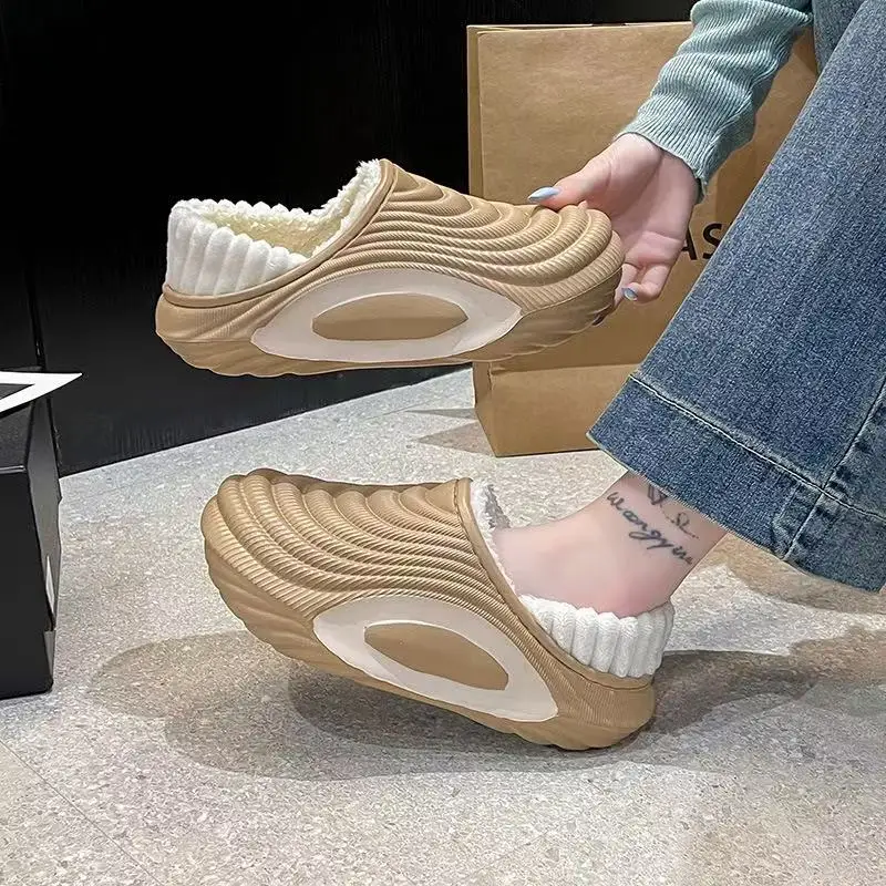

Unisex Cotton Slippers 2025 New Winter Warm Plush Clogs Men Womens Casual Home Cotton Shoes Non-slip Waterproof Garden Shoes