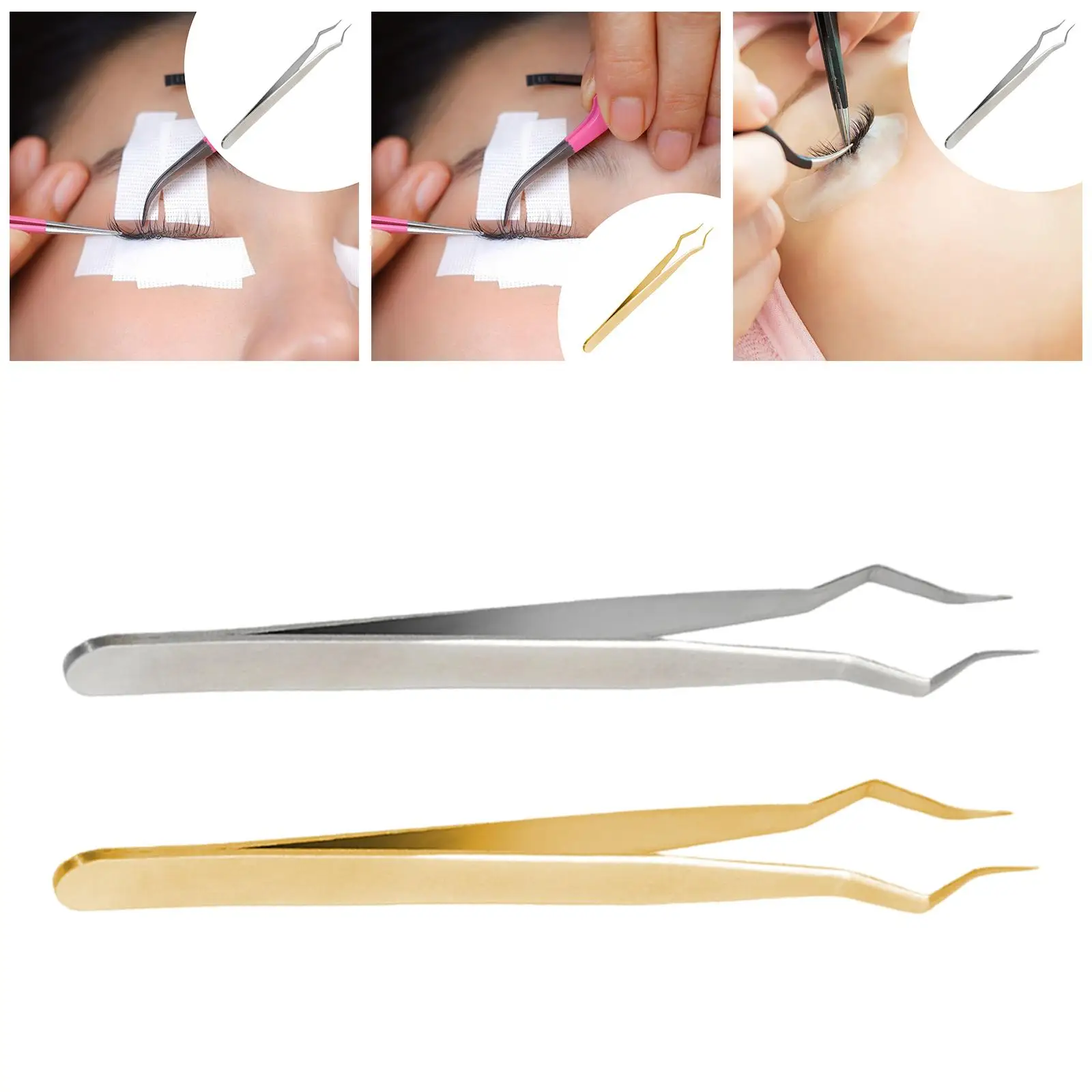Pincettes d'extension de cils, outil de précision à poignée ergonomique pour le levage des cils et les accessoires de stratification des cils