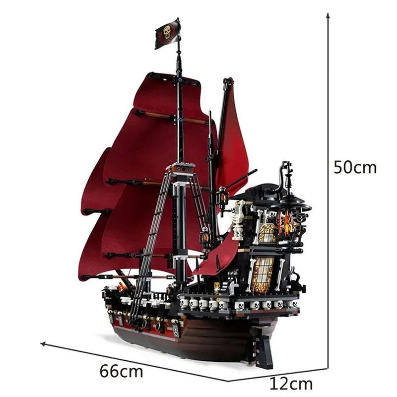 Pirates The Black Pearl And Queen Anne's Revenge Ship Building Block Model Fit MOC 4195 4184 Set Assemble Bricks Toys Kids Gifts