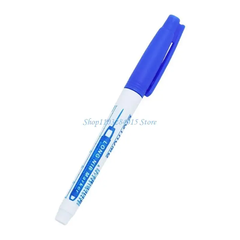 R6FF Long Head Marker Pen Black Redness Blue Deep Hole Carpenter Marker with 30mm Long Tip for Woodworking Marking