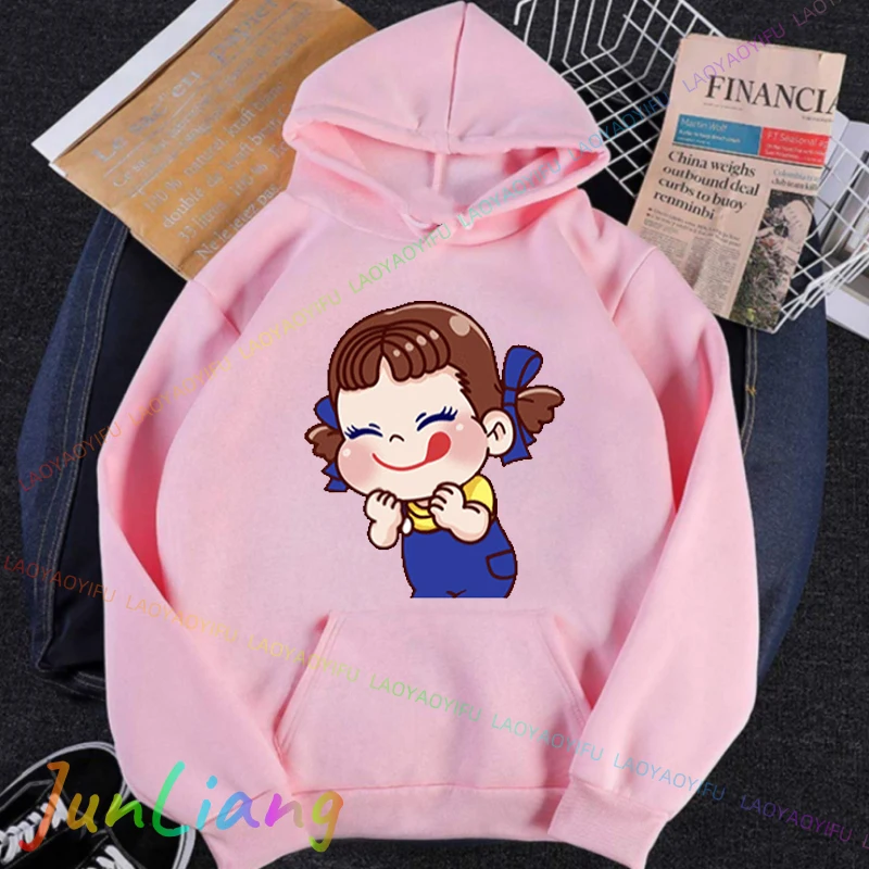 Kawaii جديد في هوديس وبلوزات موضة ملابس الشارع الشهير الشرير ريترو الحليب Peko-chan المرأة هوديي Harajuku Y2k الملابس الملابس #1