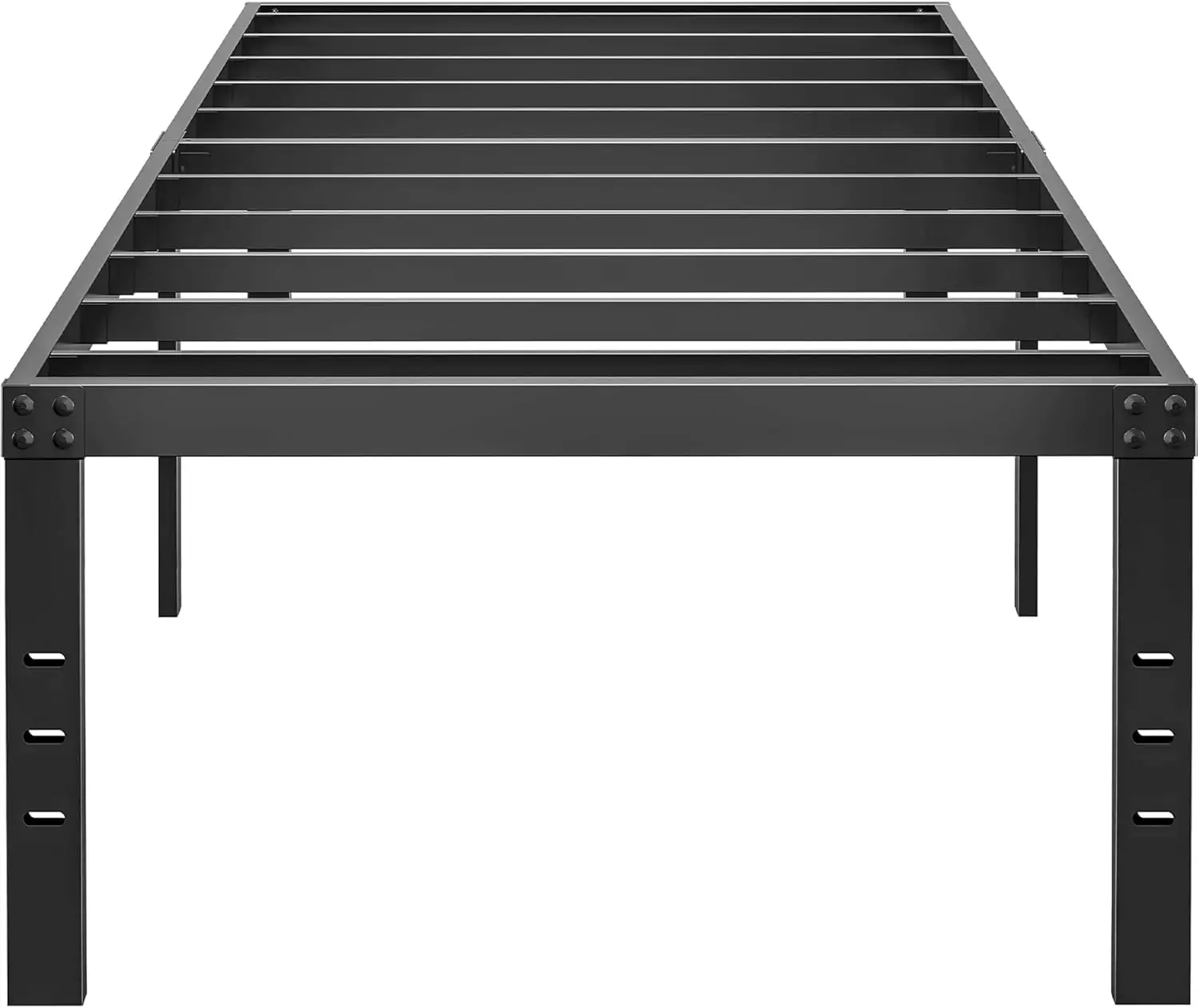 

20 Inch Twin Bed Frame, No Box Spring, Heavy Duty Black Metal, Steel Slats, Non-Slip, Noise Free, Easy Assembly, Large Storage