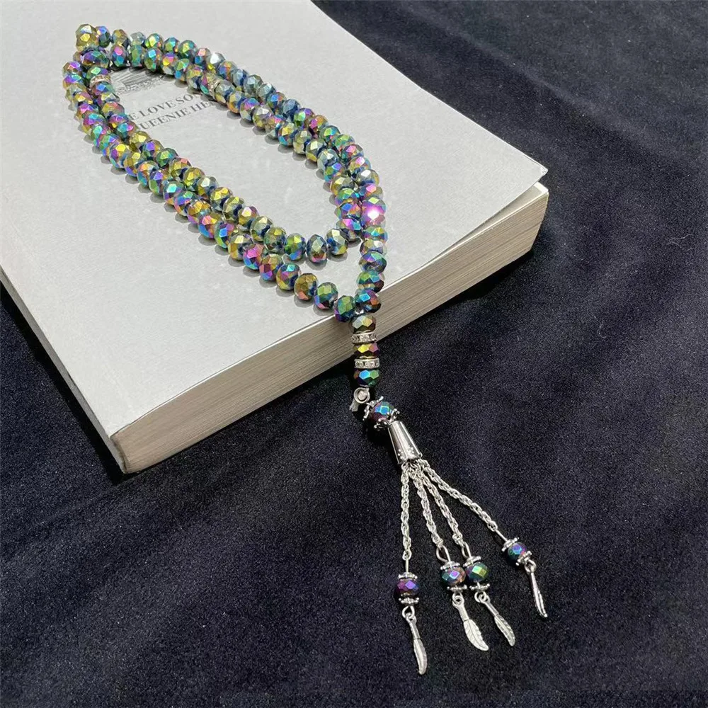 Handmade 99 Beads Glass Crystal Prayer Beads Crystal Bracelets Tasbih Tasbeeh Masbaha Islam Muslim Prayer Rosary Wholesale Gift