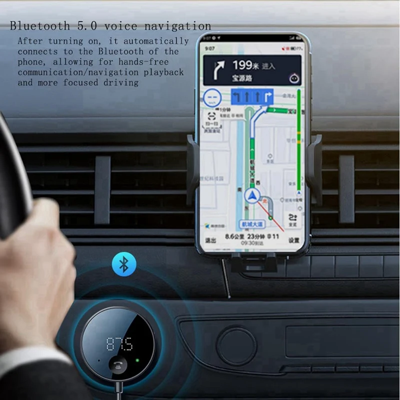 Trasmettitore FM Bluetooth per auto, adattatore Bluetooth AUX, ricevitore Bluetooth per musica per auto/chiamate in vivavoce/audio stereo