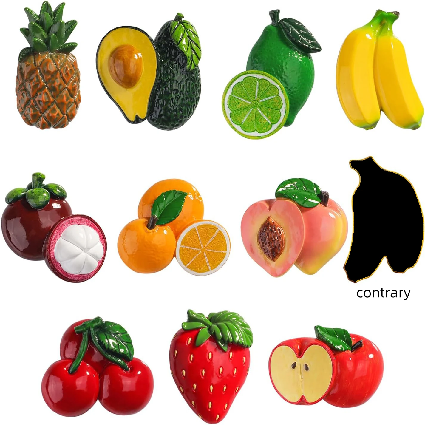 2D Falt 10 Cute Fruit Tile Set - Magnetic Decoration Dishwasher/refrigerator/whiteboard Universal, Christmas Gift