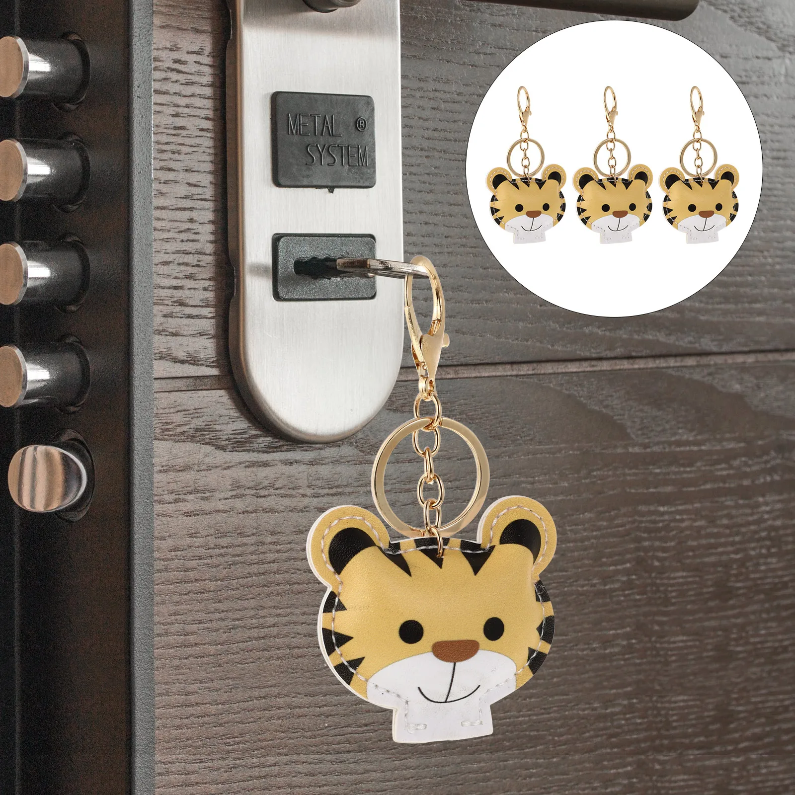 

3Pcs Cartoon Tiger Key Chain Lovely Bag Pendant Durable Keyring Pendant Compact Lightweight Tiger Design Hanging Decor