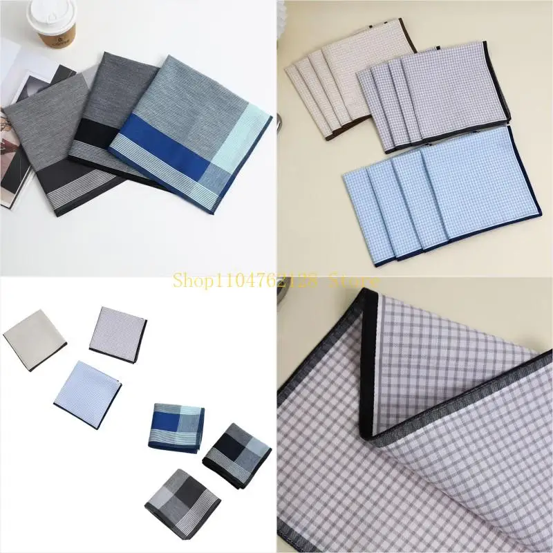 

1/3Pieces Men's Classical Cotton Handkerchiefs Durable And Friendly Dyes Color Not Fade Hankies 43x43cm best sale