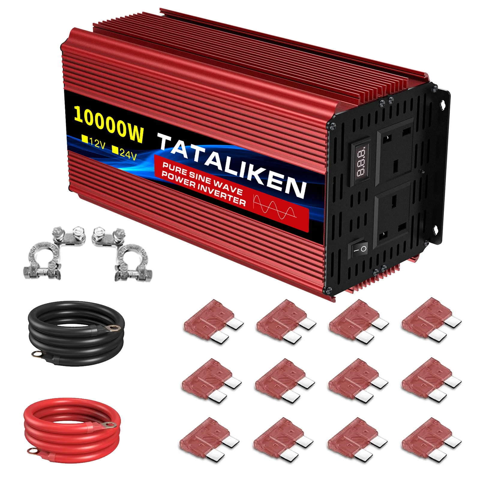 Pure Sine Wave Power Inverter 4000W 6000W, DC 12V to AC 240V 50Hz with UK 3-Pin Socket, Digital Display for RV Truck Solar image 3