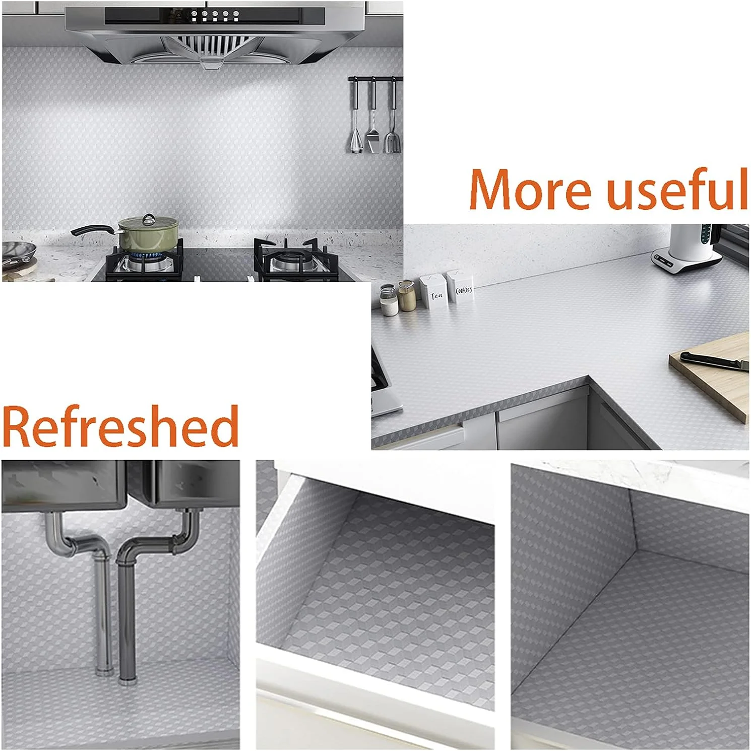 1PC Oil Proof Kitchen Wallpaper Self-Adhesive Aluminum Foil Backsplash Silver Cabinet Liner Waterproof Heat Resistant view 4