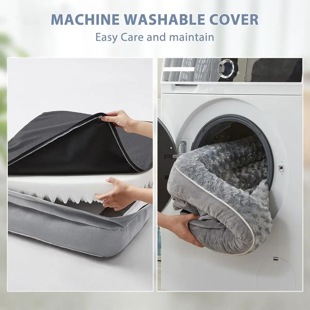 Large Grey Waterproof Sofa Dog Bed with Removable Cover for Extra Large Dogs - Nonskid & Washable Pet Bed