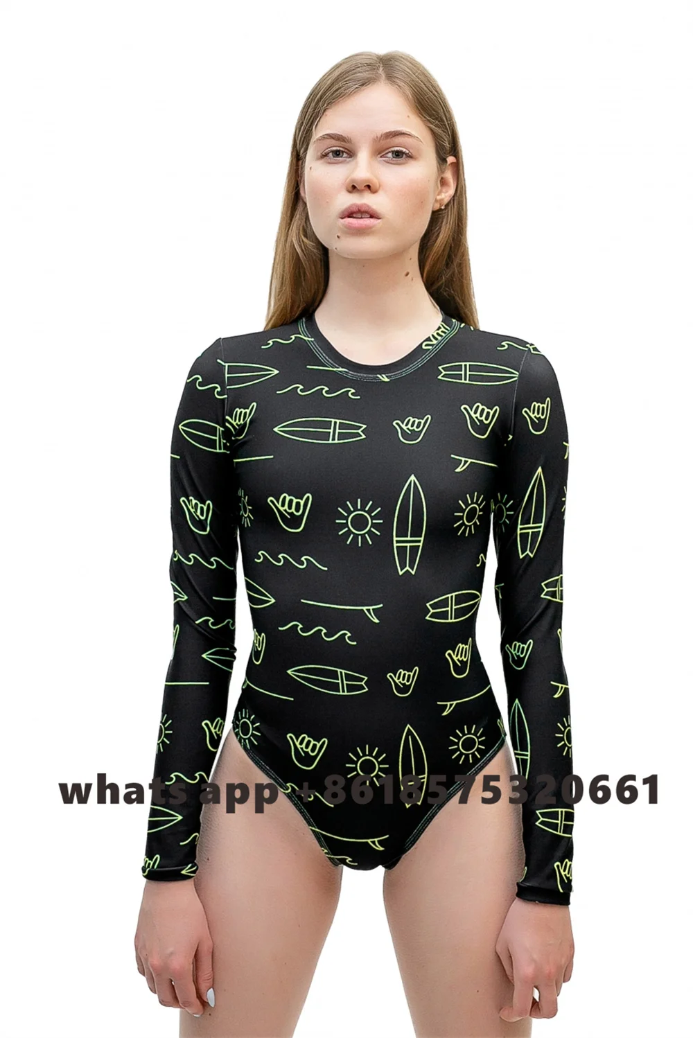 2024 LOVE Wave Harmony Women Surf Swimwear Long Sleeve Back Zip Beach Pedal Sports Comfortable Fit Quick Dry One Piece Swimsuit