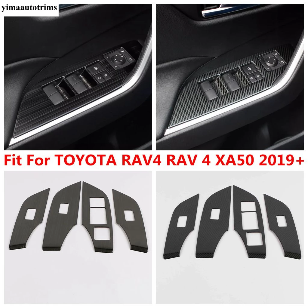 

For Toyota RAV4 XA50 2019 - 2024 Stainless Steel Car Inner Door Window Glass Lift Switch Button Panel Cover Trim Accessories