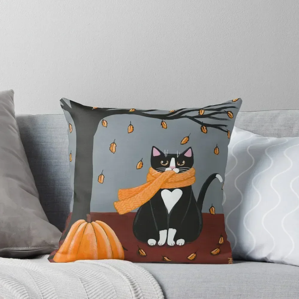 

Autumn Tuxedo Cat Throw Pillow Decorative Cushions Cushions ornamental pillows Decorative Sofa Cushions pillow