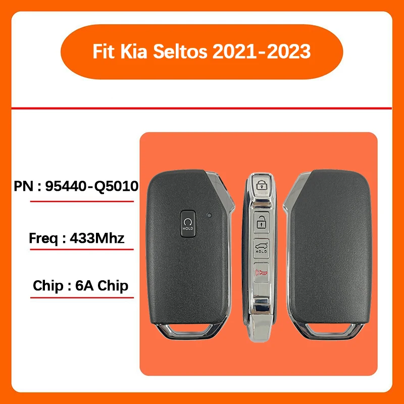 

CN051256 Послепродажный 5-кнопочный смарт-ключ дистанционного управления FCC 95440-Q5010 6A чип 433 МГц без ключа для Kia Seltos 2021-2023