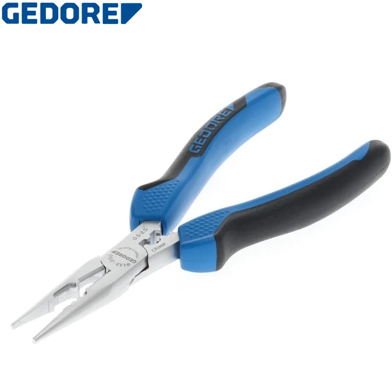 GEDORE 8133-200 JC  Strong Needle-nose Pliers 2-Component Handle Induction-hardened Precision Cutting Edges Hardness 62 - 64 HRC