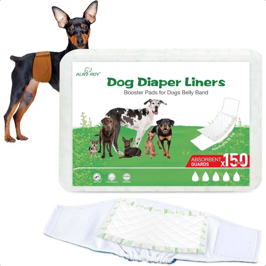 

Dog Diaper Liners 150ct er Absorption Dog Diaper Booster Pads LeakProof for Female and Male Fit Most Reusable Belly BandsWraps