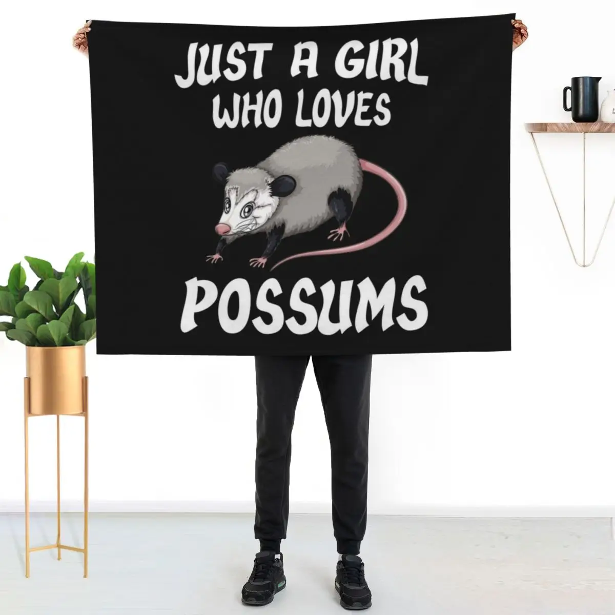 Just A Girl Who Loves Possums Throw Blanket Soft Sherpa Fleece Warm Blanket for Winter