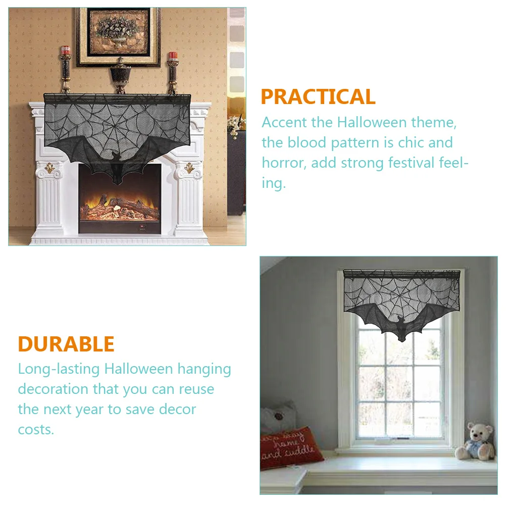 

Bat Curtain Halloween Decorative Door Hanging Creepy Pattern Party Backdrop Window Wall Drape Photo Props Background Curtain