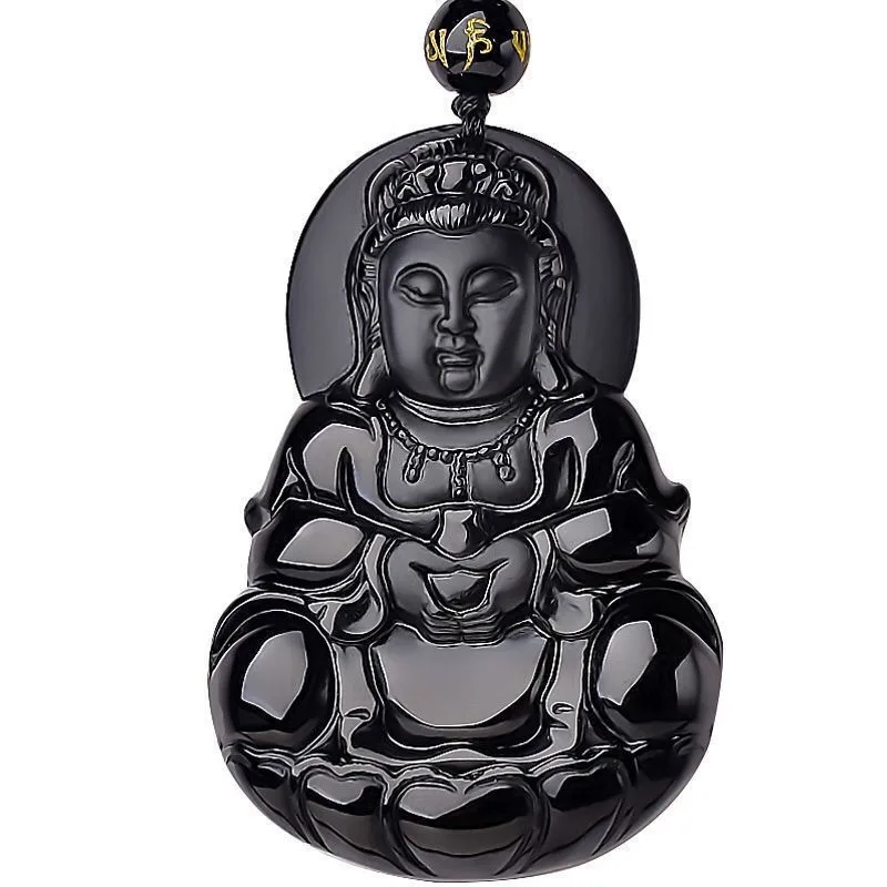 

Подвеска из натурального обсидиана Гуаньинь, классические украшения в этническом стиле ретро