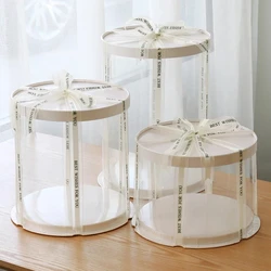 5P 22/16cm Round Clear Cake Box Single layer PVC Transparent Cake Dessert for Birthday Party Wedding Baby Shower Valentines Day
