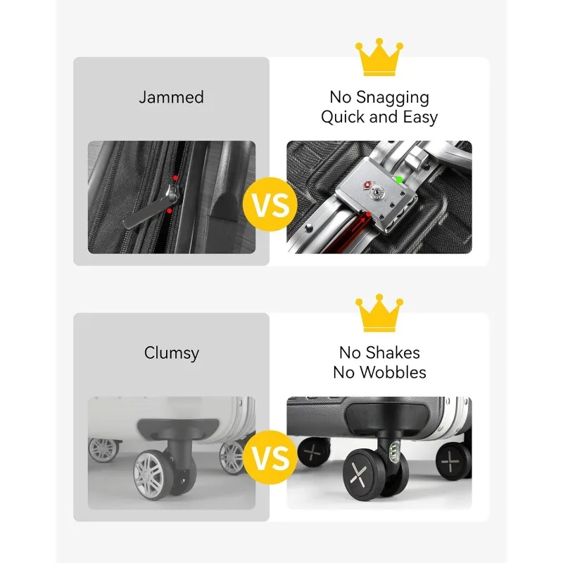 Чемодан без молнии с вращающимися колесами, твердый чемодан из поликарбоната и алюминия, ручная кладь 20 дюймов, угольный металлик