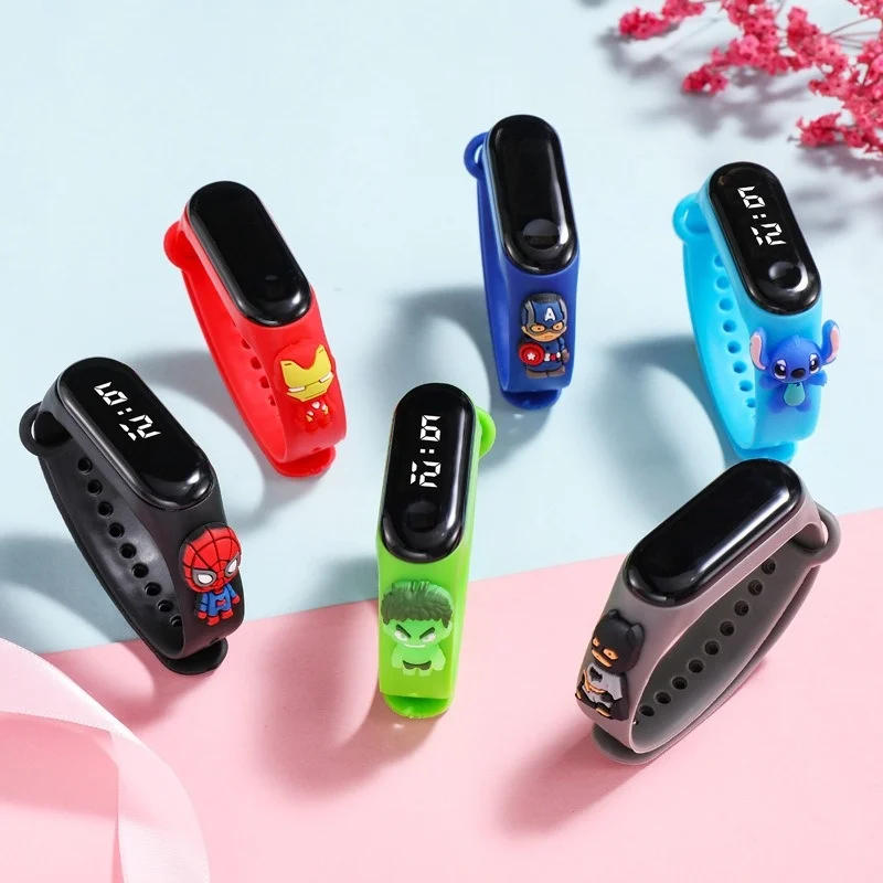 Cartoon Marvel Children's Watch  Fashion Watches Electronic Digital LED Display Watches Waterproof Holiday  Gift Kids Watches