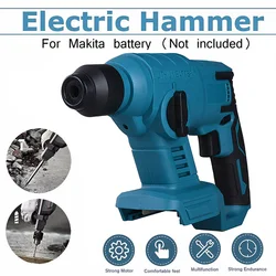 18V Cordless Electric Hammer Rechargeable Rotary Hammer Drill Multifunctional Electric Hammer For Wood Ceramic Tiles Brick Walls