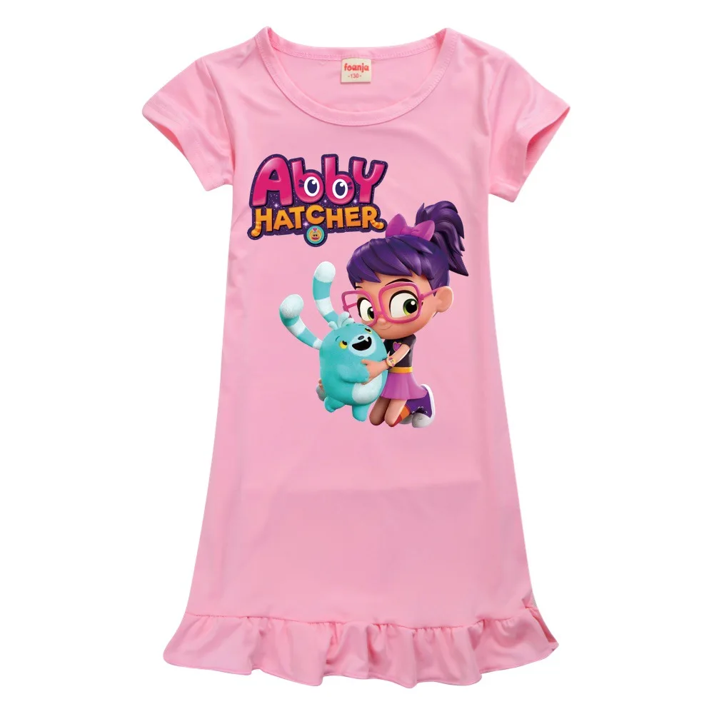 New Children's Nightdress Abby Hatcher Dress Girls Cartoon Pajamas Girl Nightgown Short Sleeve Kids Nighty Dress Sleepwear