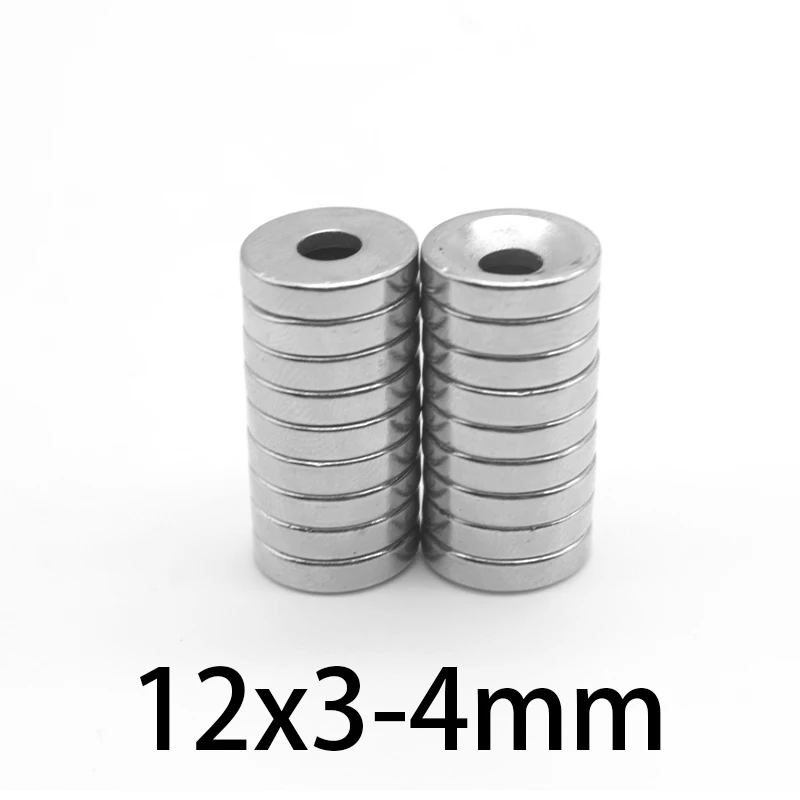 10/20/30/50/100/1500/200PCS 12x3-4 Disc Neodymium Magnets 12x3 mm Hole 4mm Minor Diameter Round Countersunk Magnet 12*3-4 12*3