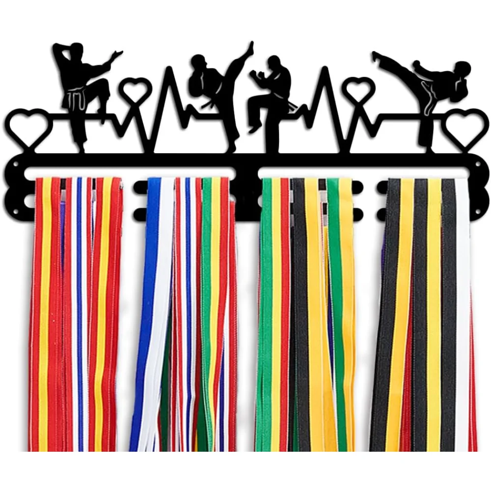 Вешалка для медалей Heartbeat, каратэ, держатель, стеллажи, рамка, вешалка для награды, 2-строчная прочная гоночная медаль, настенное крепление, медали