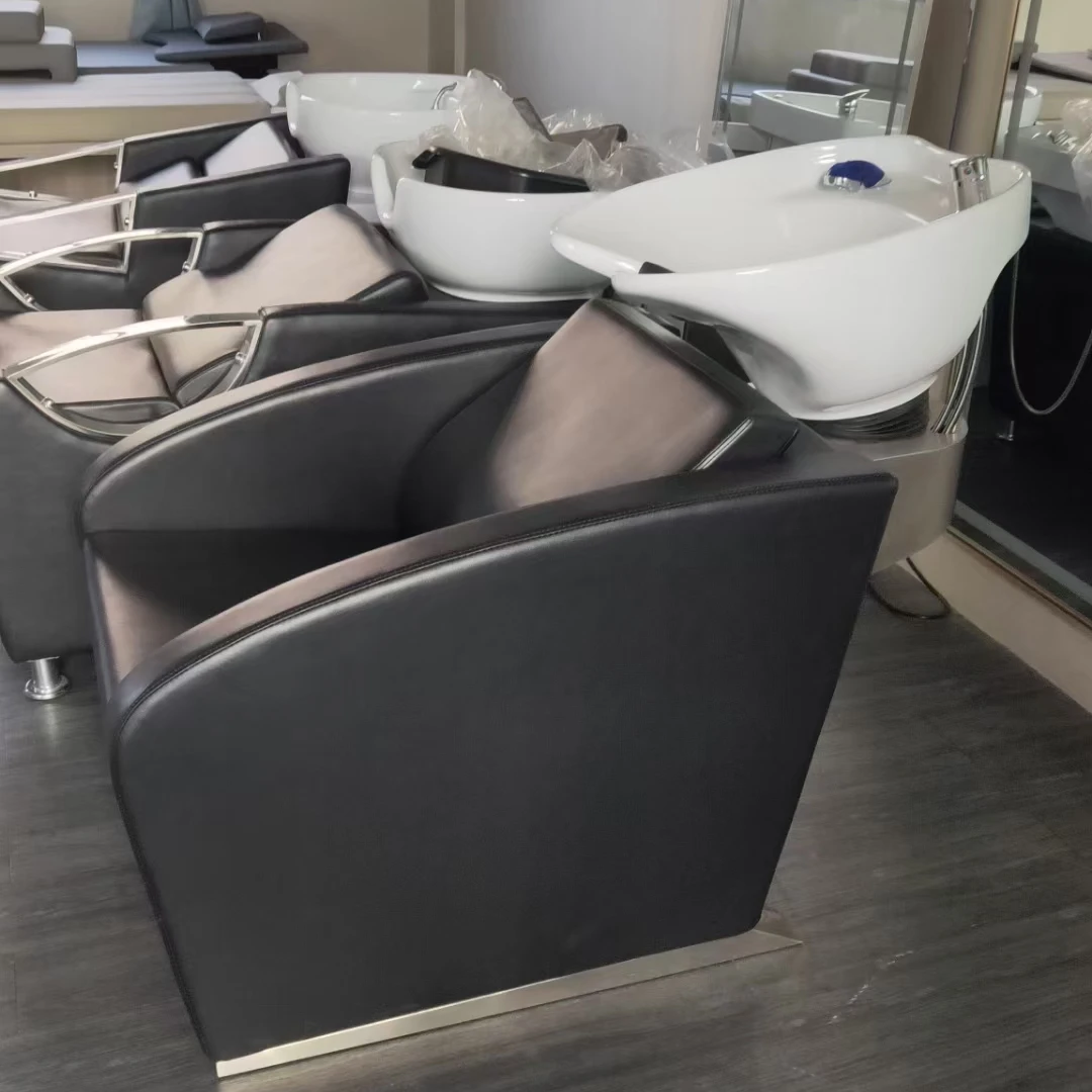 Hot sale modern salon beauty unit black sitting hair salon shampoo bed bowl chair for sale