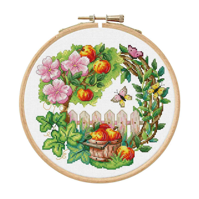 Fishxx Cross Stitch Kit Home Embroidery C1650 Apple Flower Precision Print