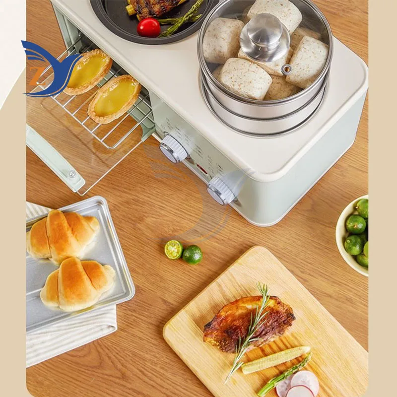 Breakfast Machine Multi-functional Home 4-in-1 Cooking Baking Deep Frying Intelligent Double Stove Fried Egg Sandwich Small Boil