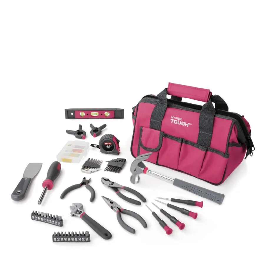 

89-Piece Household Tool Set with 12-Pocket Durable Tool Bag, Pink Compact, Organized, Ergonomic Handles for Home Repair DIY Pro