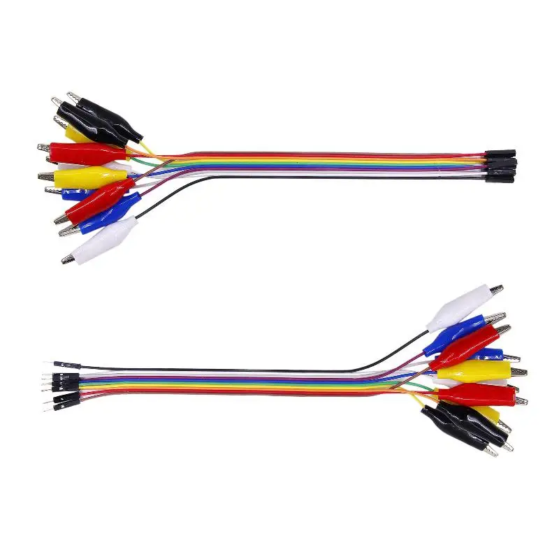 10-pin Electronic Prototyping Testing JumperWiresFemale/Male To Alligator Clip Cable Experimental Test Lead2.54mmRehearsal Cable