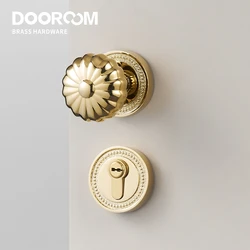 Dooroom Brass Door Lock Set Magnetic Optional PVD Shiny Gold Interior Bedroom Bathroom Double Wood Door Lever Dummy
