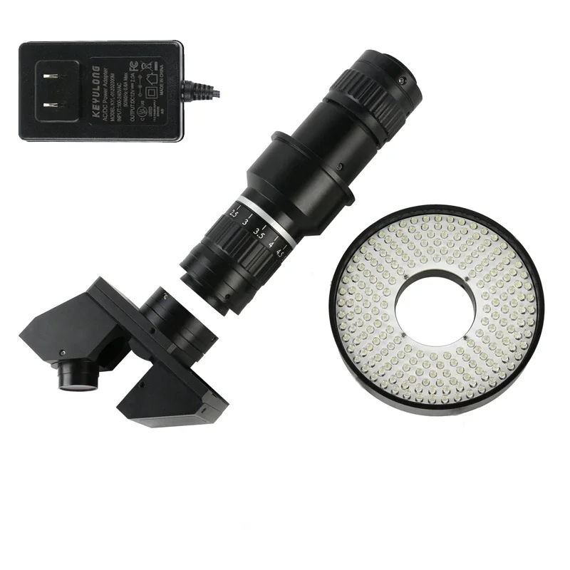 2D 3D Industrial Stereoscopic Monocular Lens 0.6X-5X  200X C mount Zoom Lens 208pcs LED Light For HDMI USB Microscope Camera