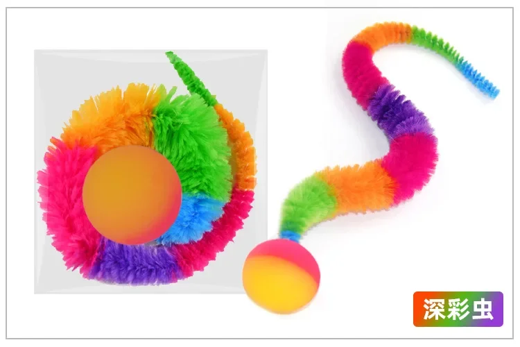 1/5/10PCS Cat interactive toys Tickle Cat Colorful bouncing ball Pet supplies Puzzle teasing indoor cat caterpillar elastic toy