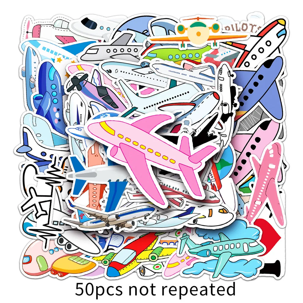 50 Charming Airplane Decals - Reusable Vinyl Stickers for Travel Lovers, Tech Gadgets( Anime Worlds Store)(Anime Worlds Store)