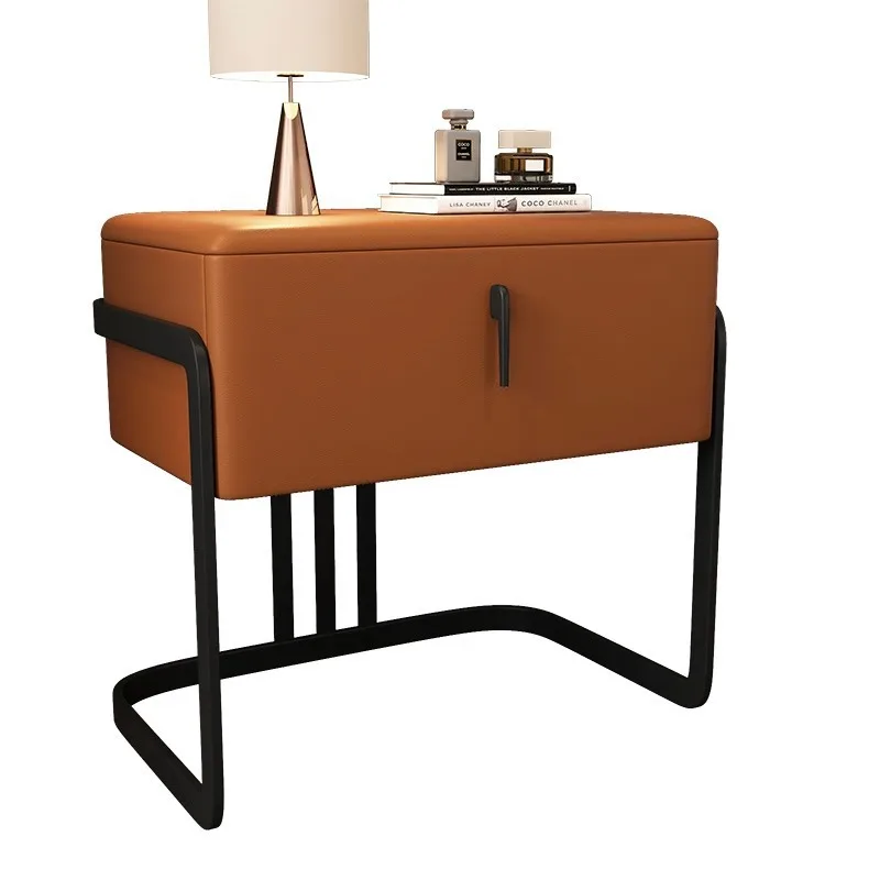 

-For Modern Minimalist Bedside Cabinet Nordic Light Luxury Leather Art for Home Furniture Bedroom Bedside Table^
