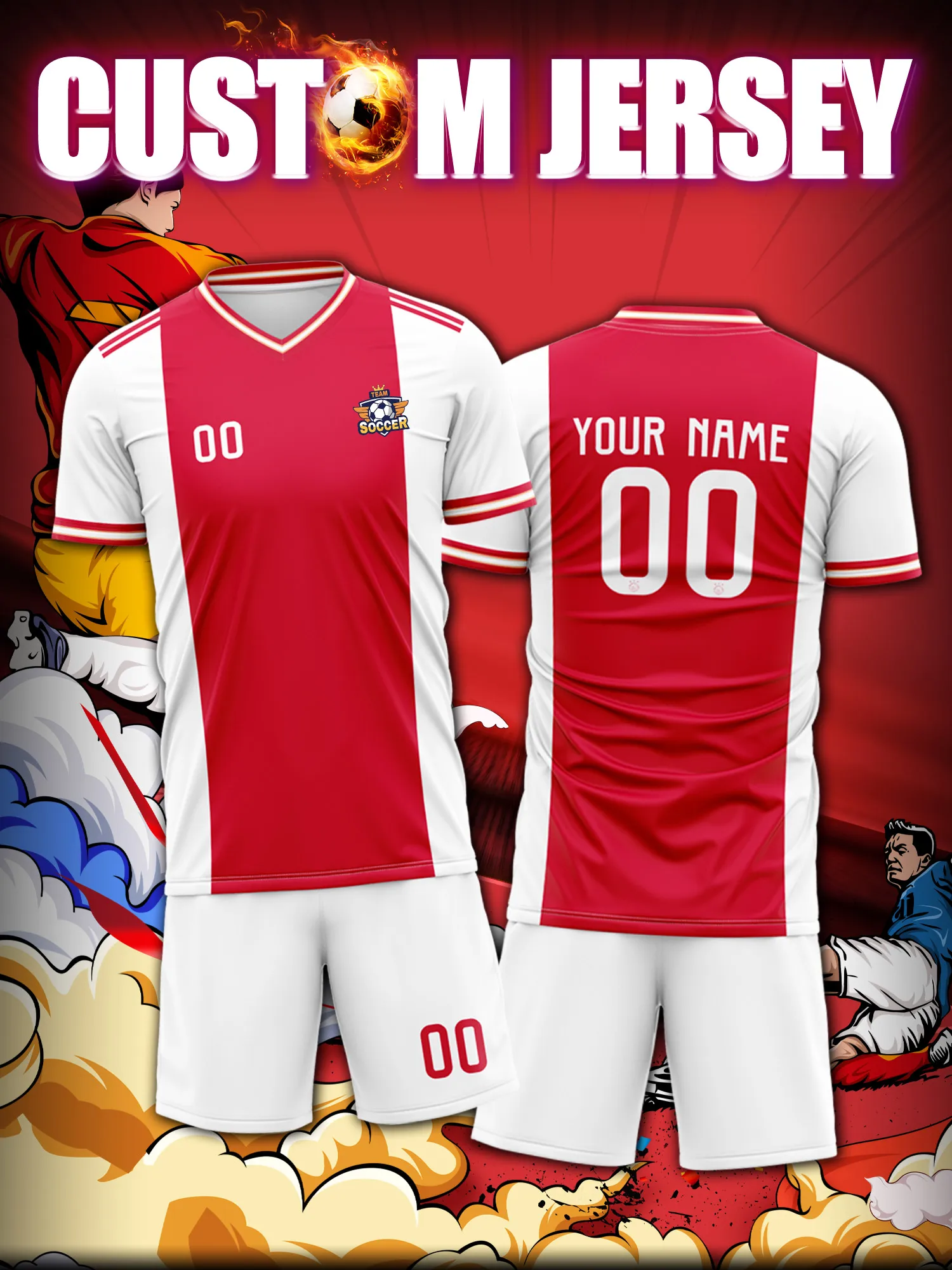 

Футбольная форма на заказ с индивидуальным изображением, номером и именем, стильная уличная одежда для футбола в городском стиле