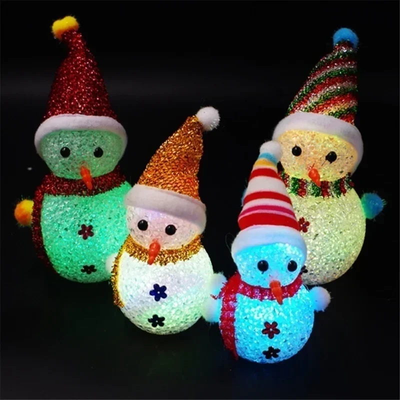 Xmas Creative Women Gifts LED Light Snowman Santa Claus Ornament Christmas Tree Light Hanging Home Party Decor Supplies