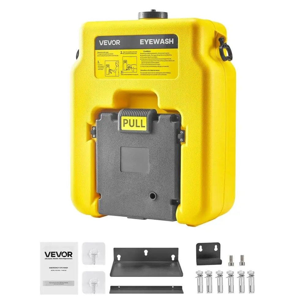 

Portable Eye Wash Station 14 Gallon OSHA Compliant Emergency Eyewash Setup Yellow Safety Equipment
