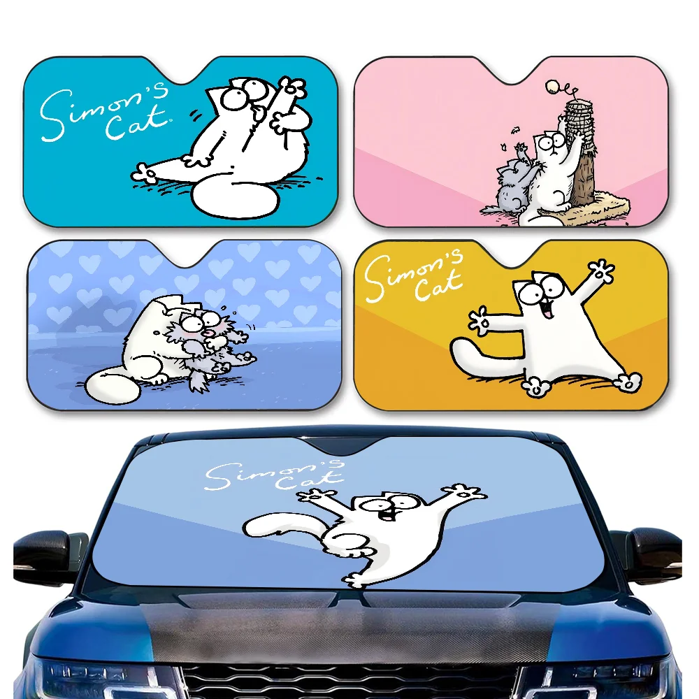 

Cartoon S-Simons-Cat Car Windshield Foldable Sun Shade Cover Block Reflector Portable Breathable Anti UV Protector Screen