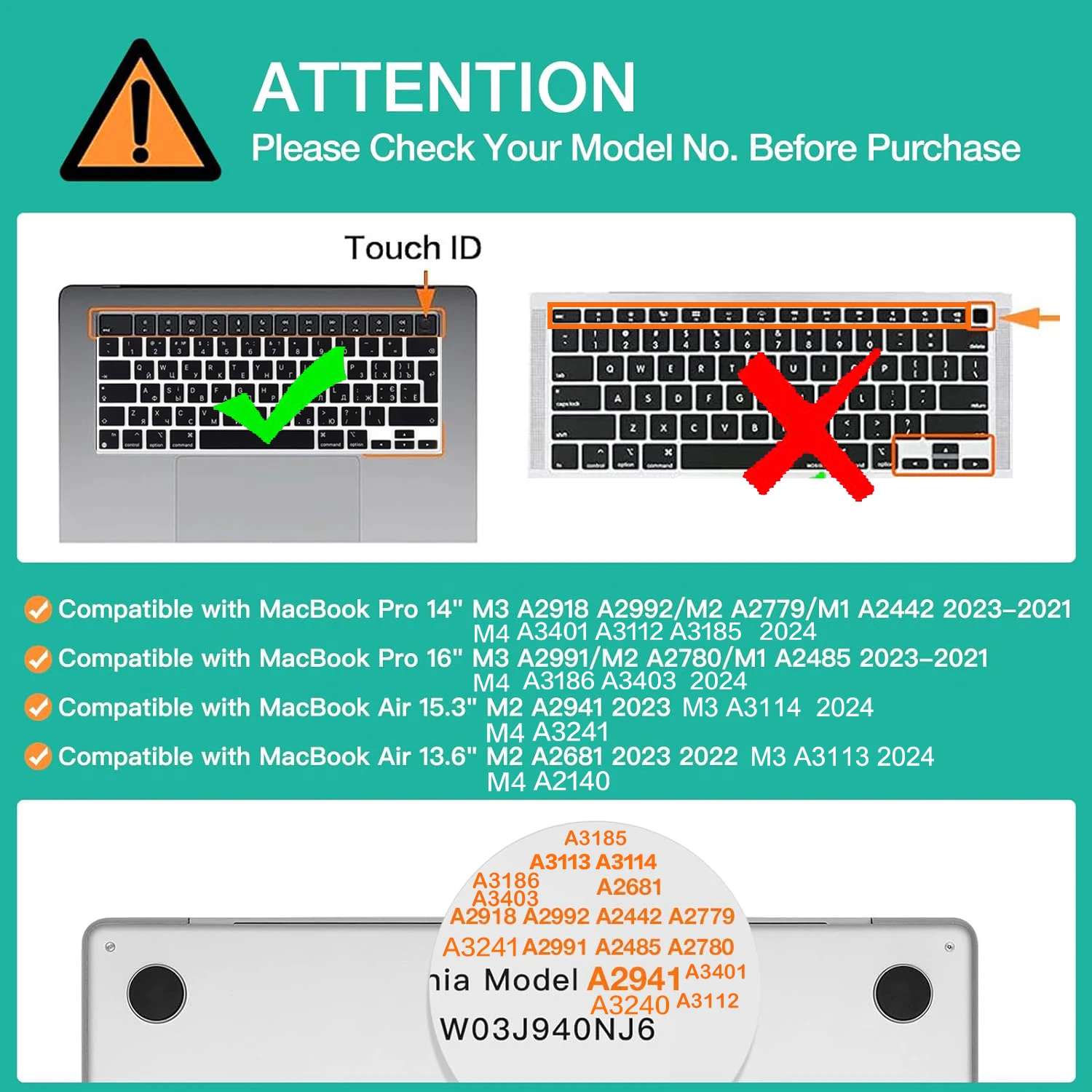 For MacBook Air Ukrainian Cyrillic Alphabet Layout Keyboard Cover Skin Compatible with M4 A3240 M3 A3113 M2 A2681 & 15.3' A3241